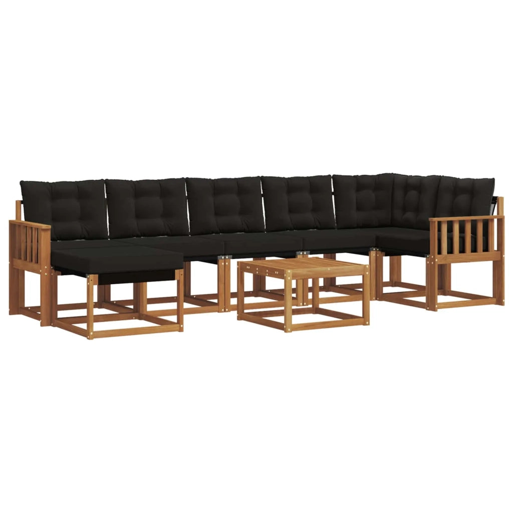 Set di divani da esterno con cuscino 8 pcs Naturale e Nero 3368903