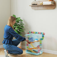 Gabbia per Criceti a 5 Piani 47x30x59 cm con Tubi Colorati e Accessori in Metallo Azzurro