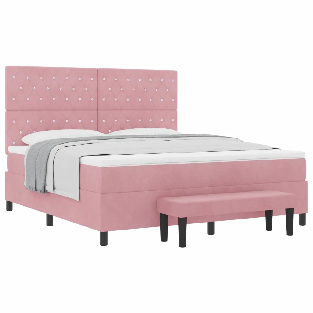 Letto a molle con testiera Rosa 200 x 180 cm Velluto 3344467
