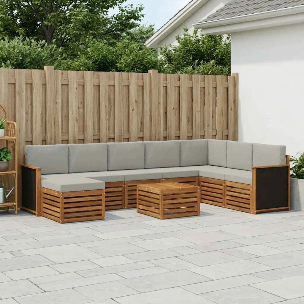 Set di divani da esterno 7 pcs Naturale e Grigio Chiaro