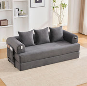 Divano modulare 200x94x67 cm in velluto a coste grigio scuro con 3 cuscini