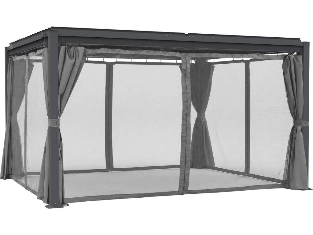Tenda "Howard" + zanzariera per pergola bioclimatica - 3 x 4 m - Grigio