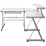 Scrivania | Tavolo da Ufficio Computer Angolare Bianca 132x112x99 Legno Multistrato