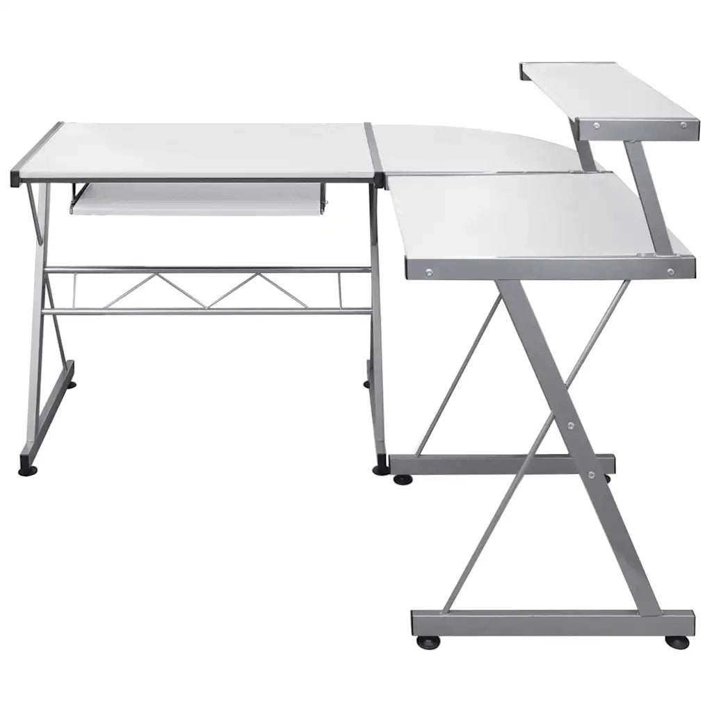 Scrivania | Tavolo da Ufficio Computer Angolare Bianca 132x112x99 Legno Multistrato