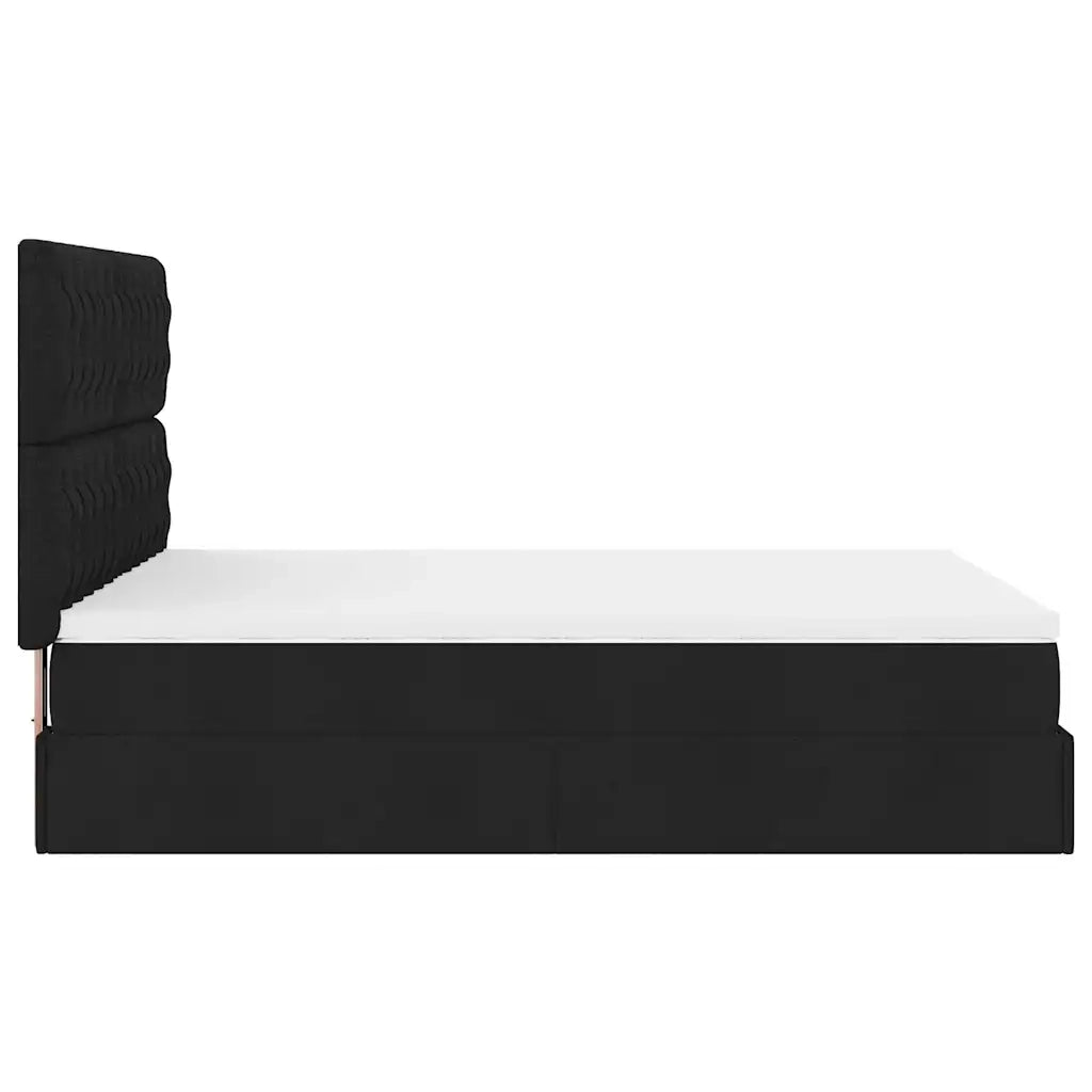 Struttura Letto Pouf con Materasso Nero 140x200 cm in Tessuto 3313246