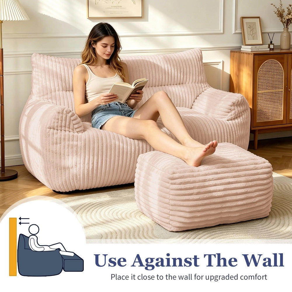 Poltrona Pouf Doppio con Poggiapiedi ¨C MINIMAL ¨C Tessuto, Soggiorno