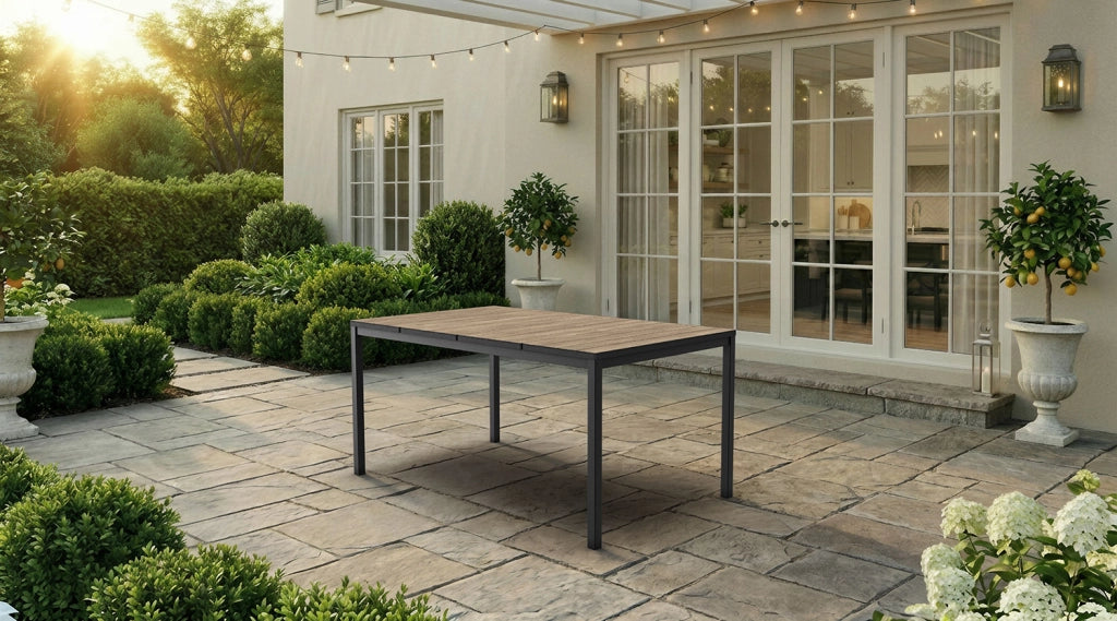 Tavolo Allungabile Interno-Esterno 162-233x94x75 cm Keter Porto Nova in Decocoat Graphite e Ashwood