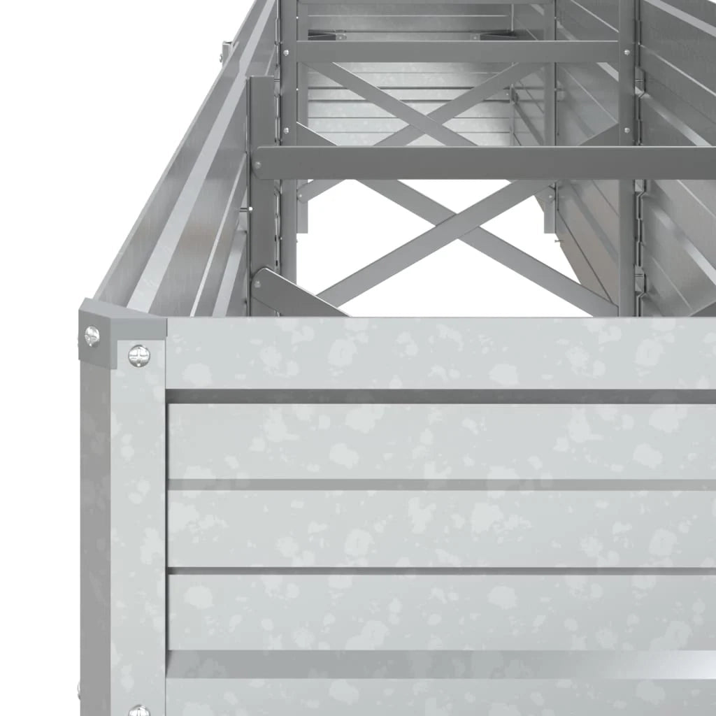 Fioriera rialzata per piante e fiori terrazza giardino 320 x 40 x 45 cm acciaio zincato argento 02_0039429