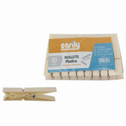 Trade Shop - Set 30 Pz Mollette In Plastica Pinze Bucato Panni Antiruggine Grandi Beige 69498 -