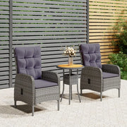 Set da Bistrot per Giardino 3 pz in Polyrattan Grigio