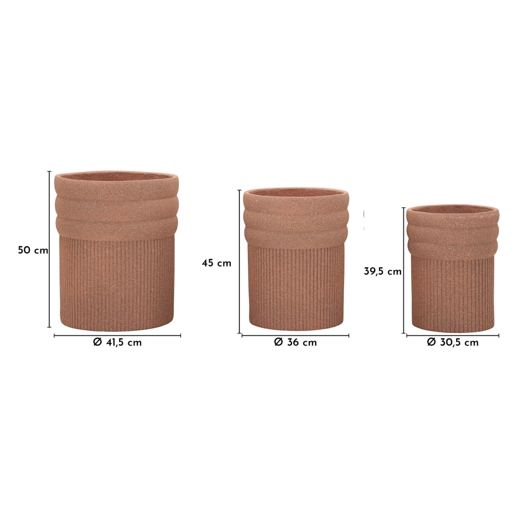 Gafase, Vaso set 3 Vasi, Marrone Terracotta