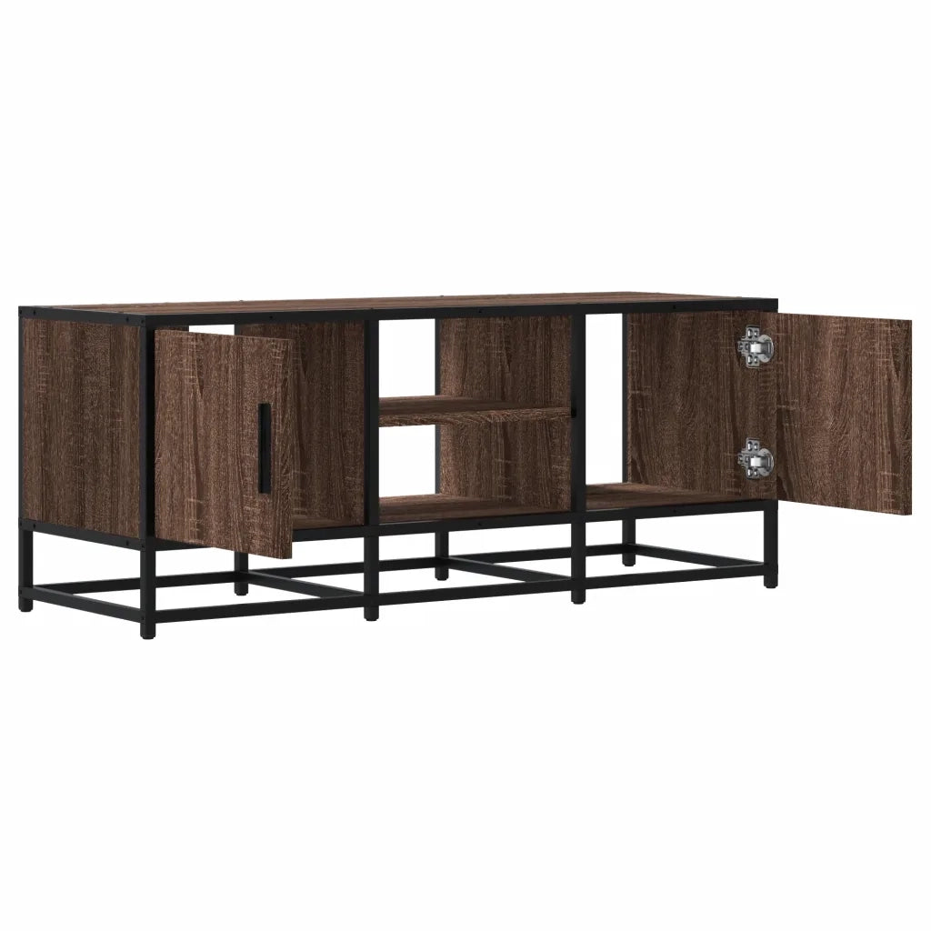 Mobile TV-Credenza per TV-Console TV Rovere Marrone 100x35x41 cm Legno Multistrato Metallo