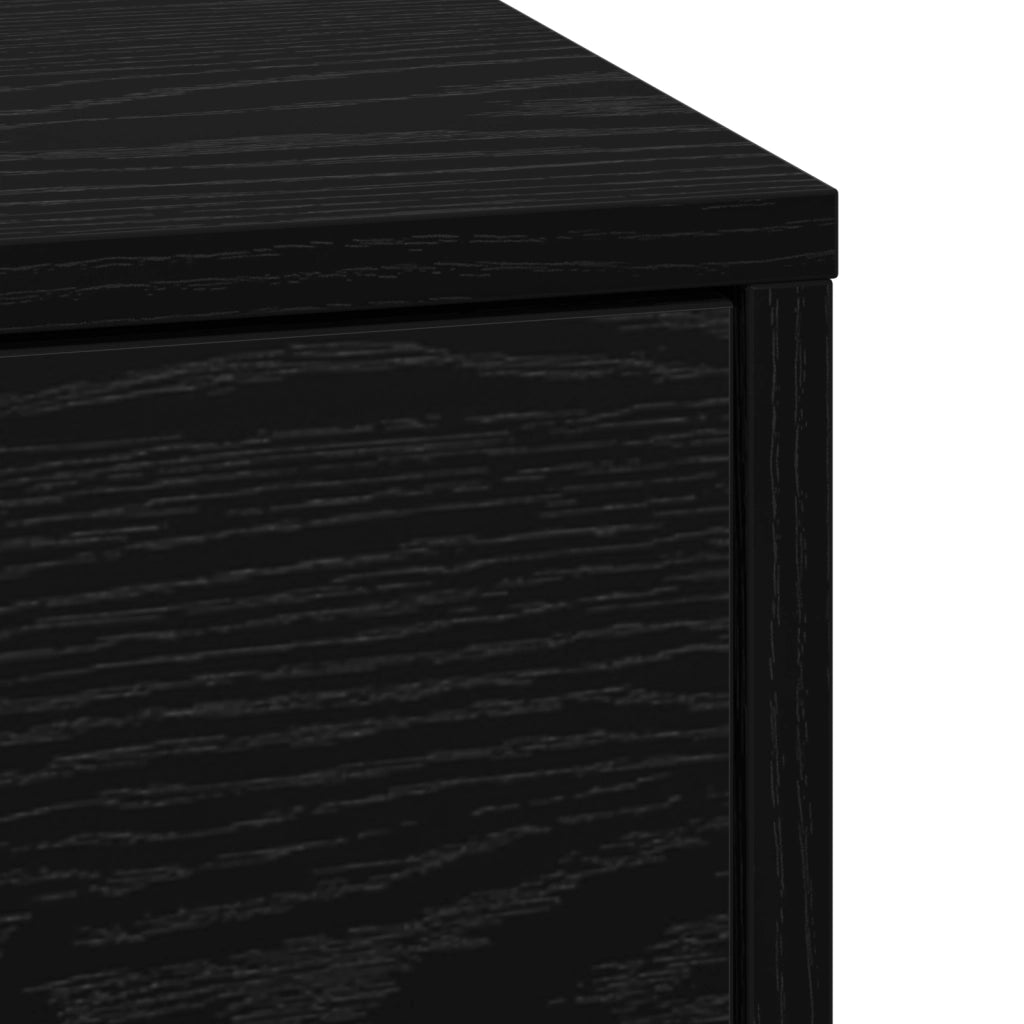 Mobiletto da comodino con luci LED rovere nero legno ingegnerizzato