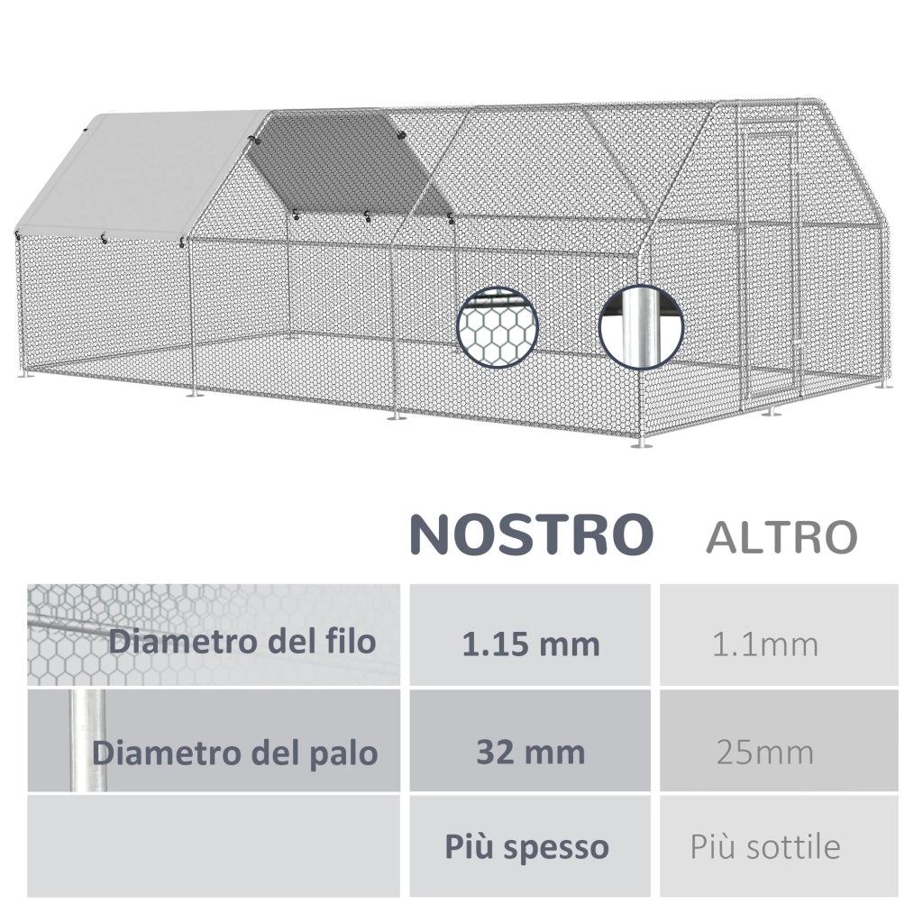 Pollaio Gabbia per Galline da Esterno 280x570x195 cm in Metallo