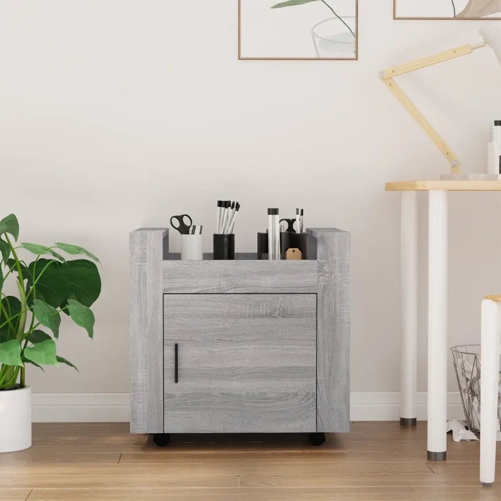 Carrello Scrivania Grigio Sonoma 60x45x60 cm Legno Multistrato 816614