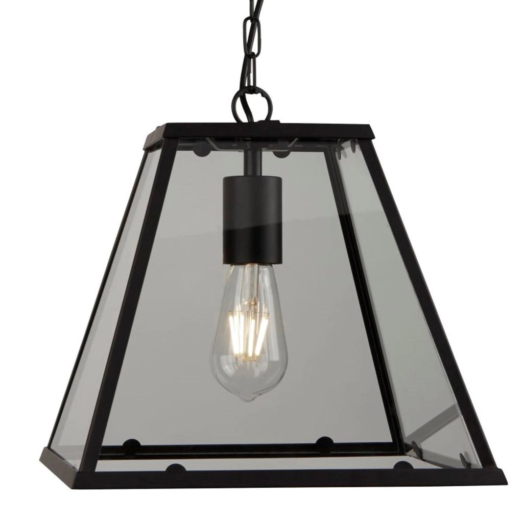 Sospensione Industrial-Nordico Lantern Noir Acciaio Nero Vetro 1 Luce E27
