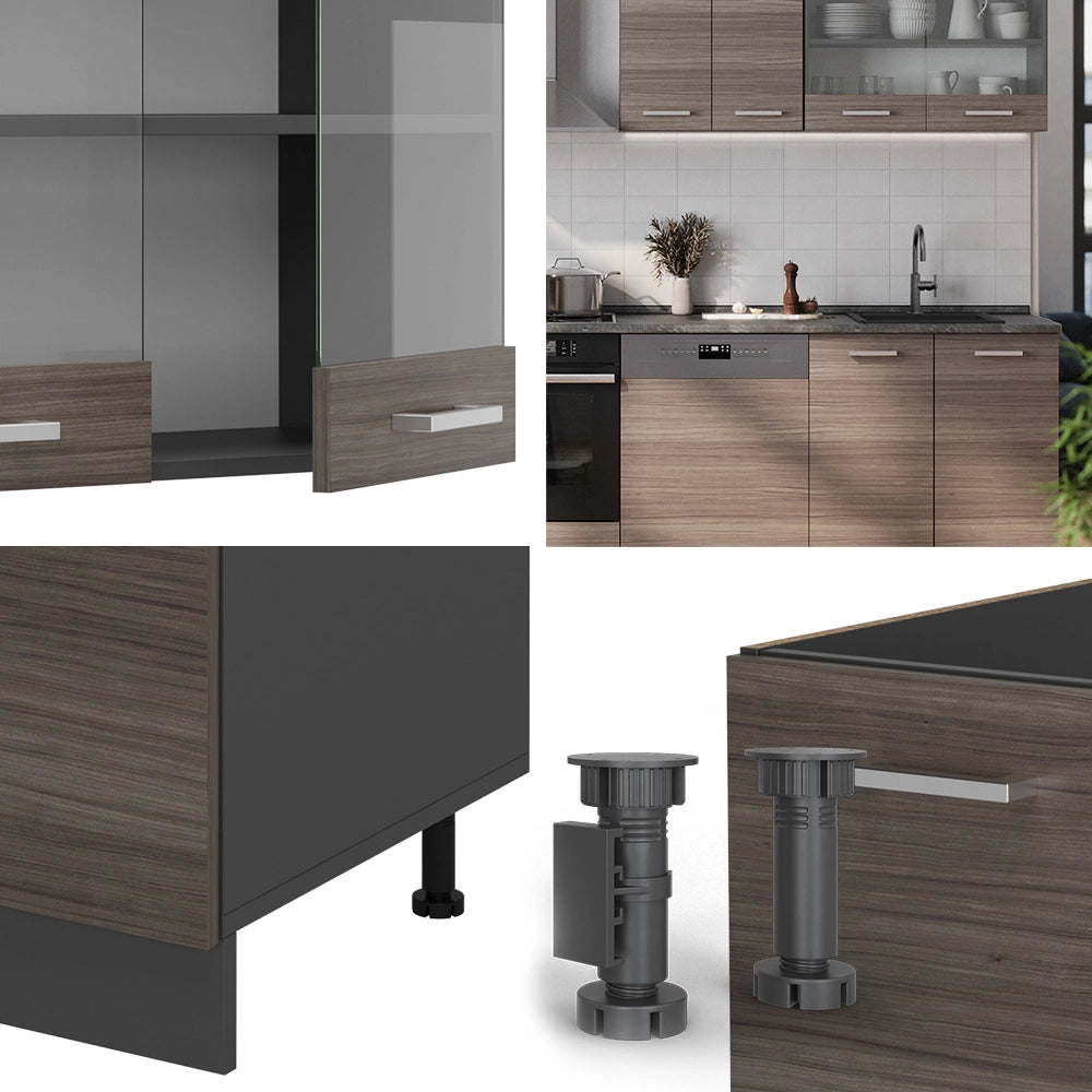 Vicco Cucina componibile Grigio nobile/antracite 300 cm senza piano di lavoro