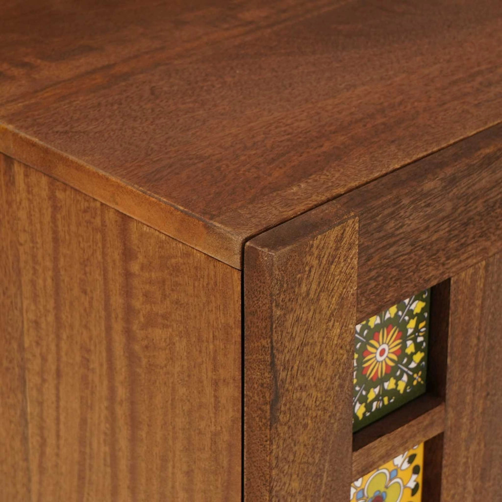 Mobile porta TV rettangolare moderno con pratico contenitore per soggiorno 105 x 33 x 46 cm in legno di mango e finitura noce 02_0057799