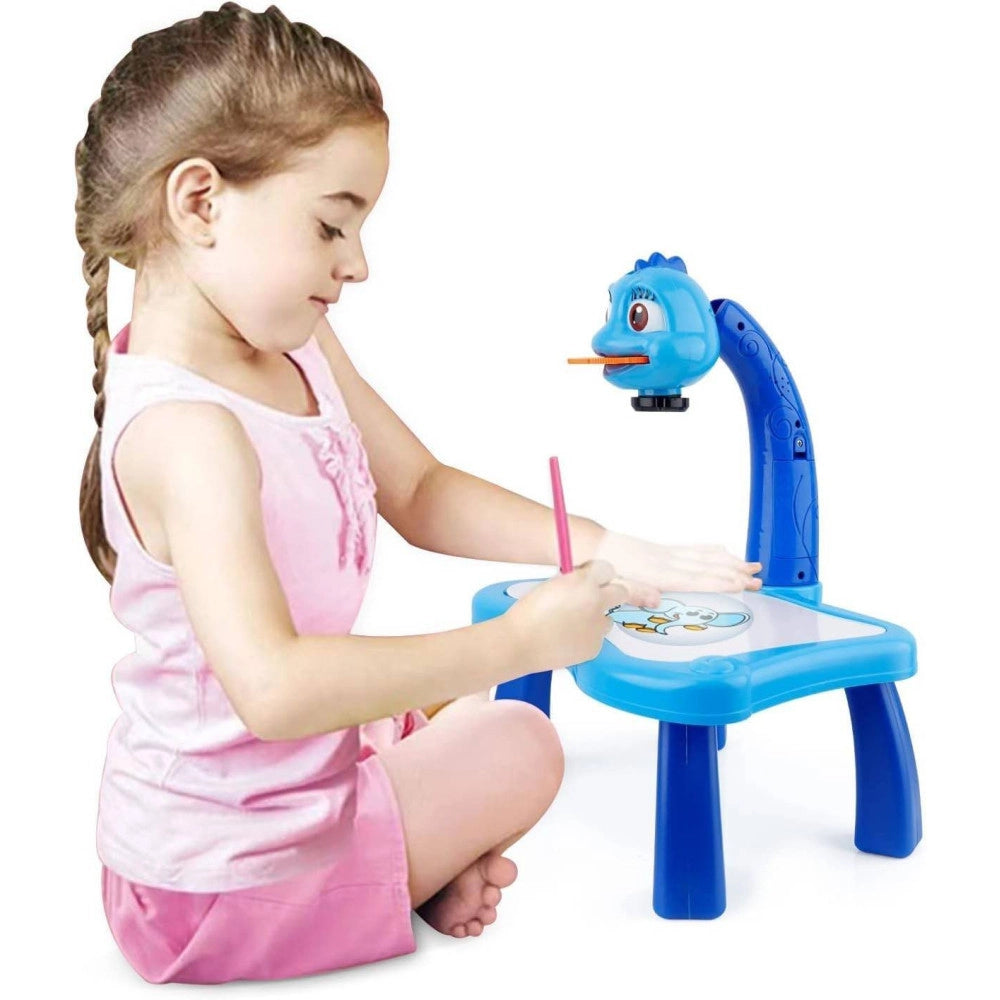 Trade Shop - Tavolo Da Disegno Per Bambini Con Proiettore Led Lavagna Educativa Giocattolo -