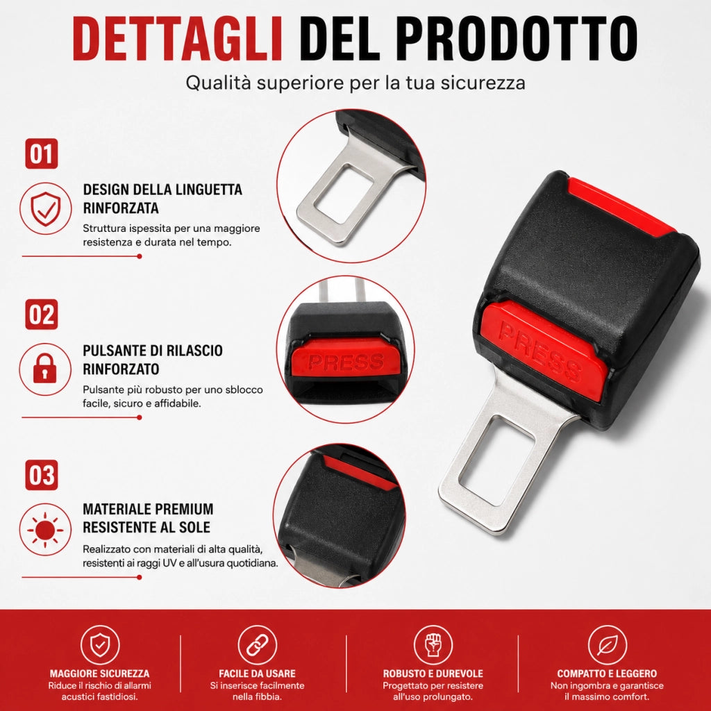 2 Prolunghe Cintura di Sicurezza Clip per Auto Universale