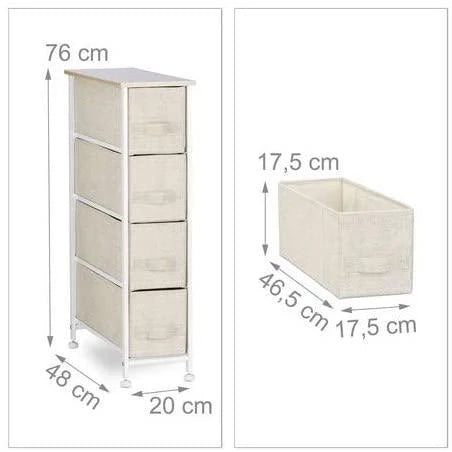 Cassettiera mobile contenitore con ripiani e cassetti tessuto beige 13_0002582