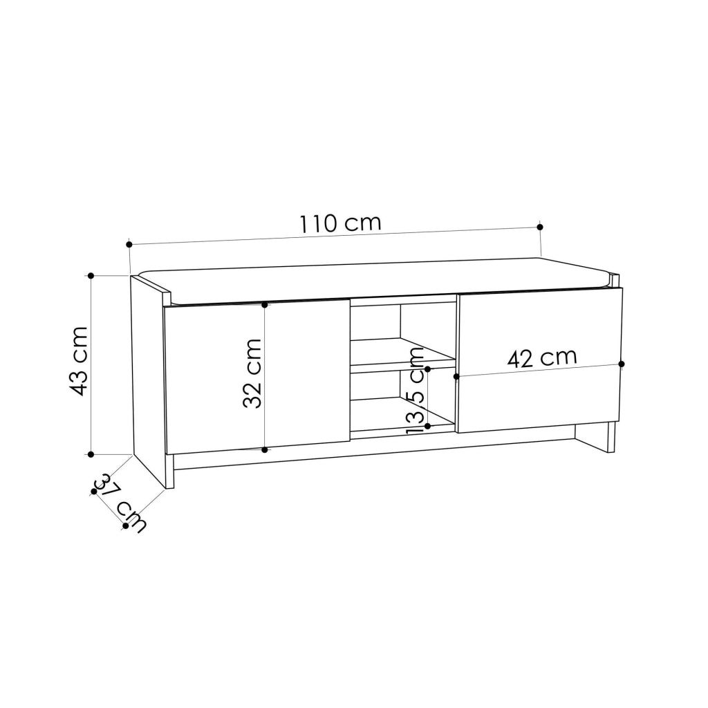 Scarpiera in legno "Zulla" - 110 x 37 x 43 cm - Bianco