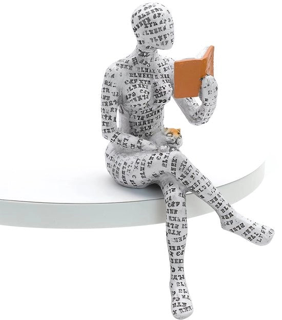 Scultura di donna lettrata per libreria, amante dei libri abstratta scultura per libreria, pensatore ornamentale per soggiorno, studio e camera da letto