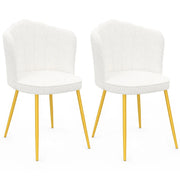 IDMarket - Set di 2 sedie ADELAIDE a guscio riccio bianco con gambe dorate