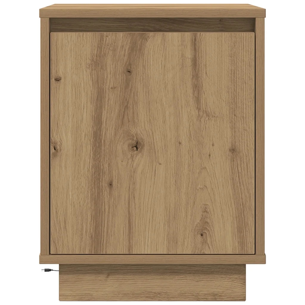 Comodino con Luci LED Rovere Artigianale 38x34x50 cm 861281