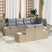 Set Divano da Giardino 7 pcs Beige e Grigio Chiaro polyrattan