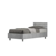 Letto singolo contenitore 80x190 testata dritta con doghe cemento Ankel