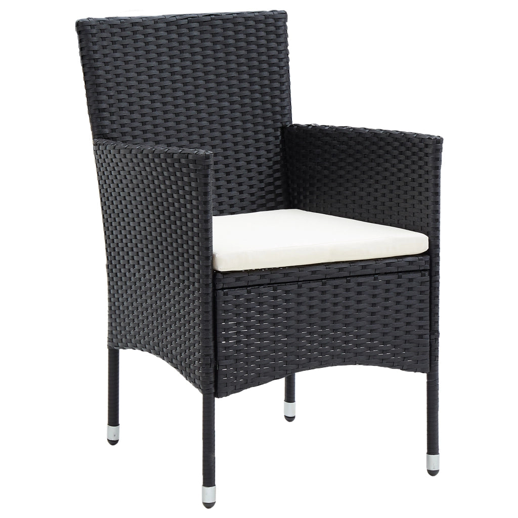 Set da pranzo giardino 9 pezzi Nero Polyrattan