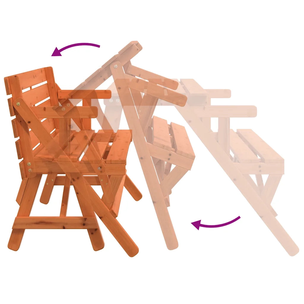 Tavolo da Picnic con Panche in Legno Abete 2-in-1 Convertibile 4008992