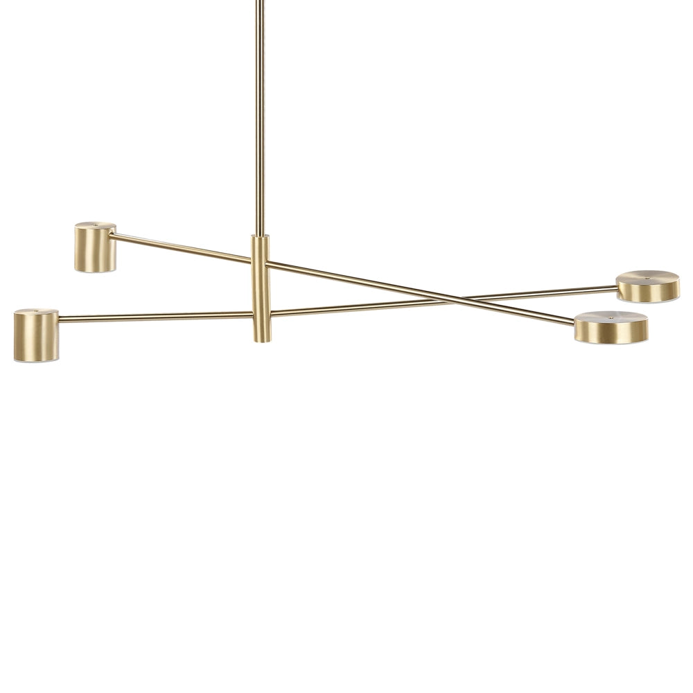 Lampadario in metallo dorato con 4 fuochi stile moderno glamour soggiorno camera da letto