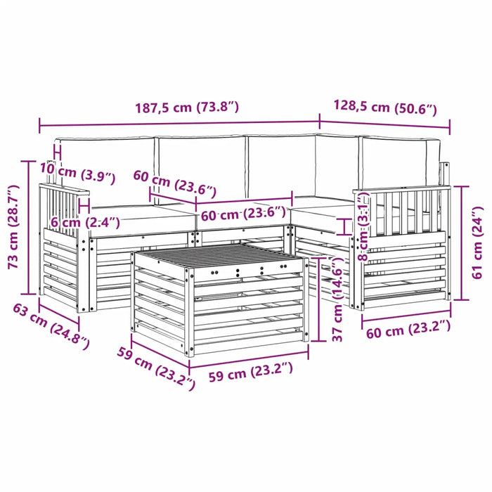 Set di divani da esterno 5 pcs Grigio Naturale e Chiaro 3374761