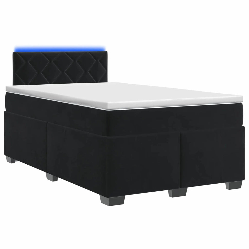 Letto con Box Spring, Materasso e LED Nero 120 x 190 cm Velluto 3452146