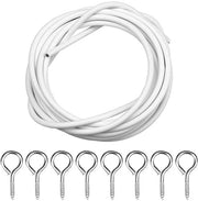 Cordone per tende 2 m - Cordone con 6 occhielli - Orecchioni per fissaggio - Adatto per tende - Decorazioni interni/esterni - Corda in plastica bianca