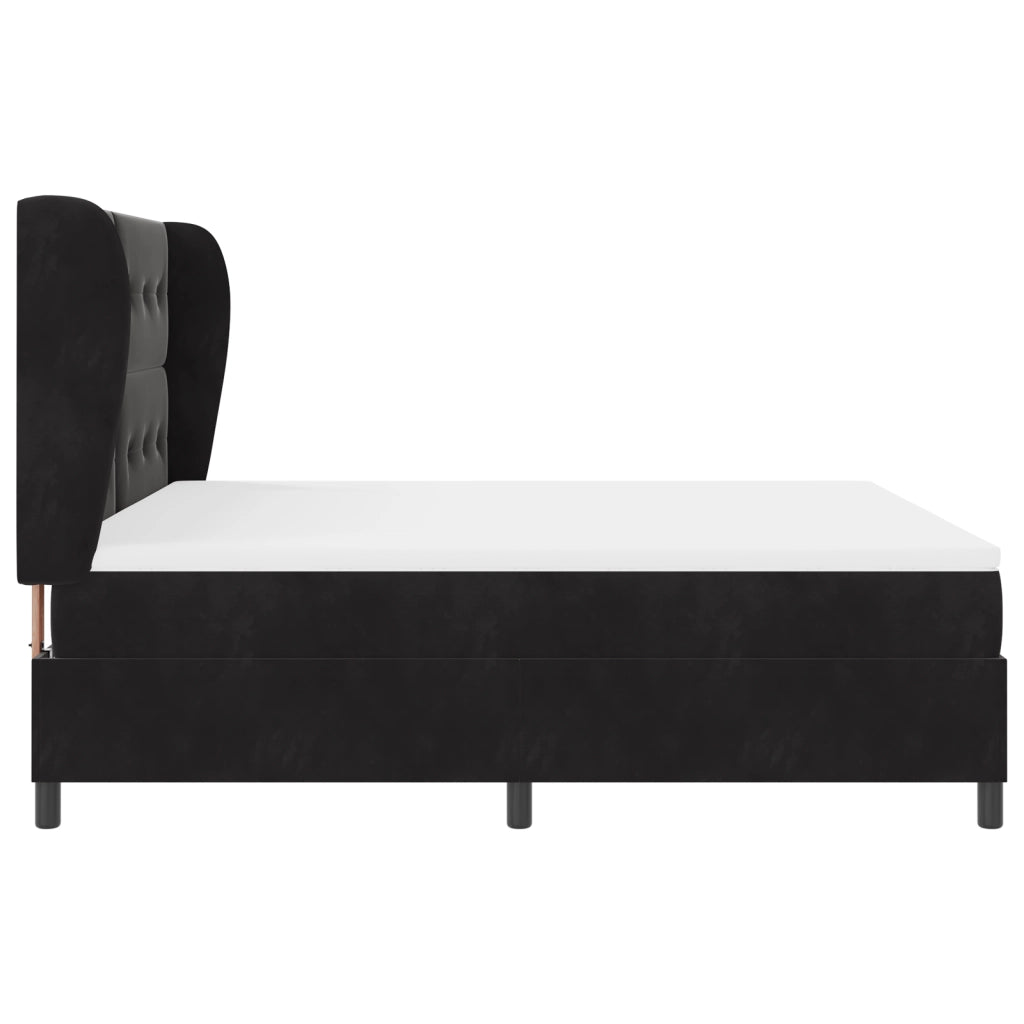 Letto con Rete a Molle e Materasso Nero 180x200 cm Velluto