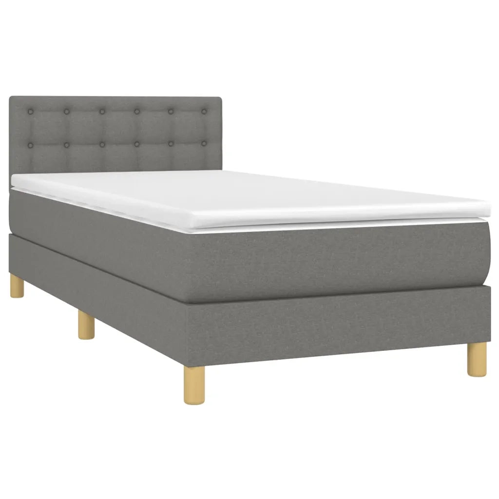 Letto a Molle Materasso e LED Grigio Scuro 100x200cm in Tessutocod mxl 98873