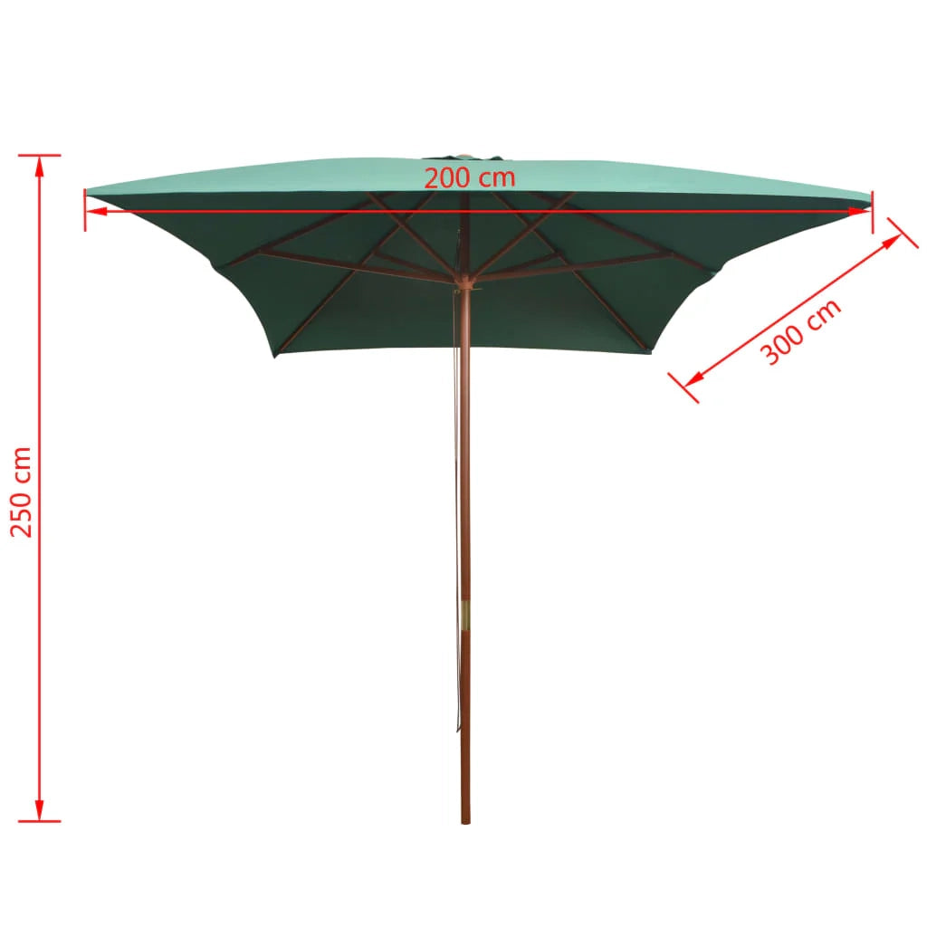 Ombrellone da giardino con palo in legno 200 x 300 cm verde 02_0008139
