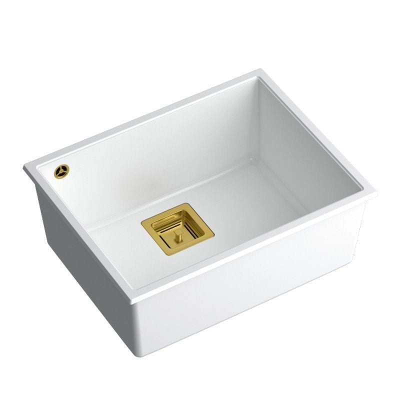 Lavello In Granito David 50 White Tappo rame spazzolato