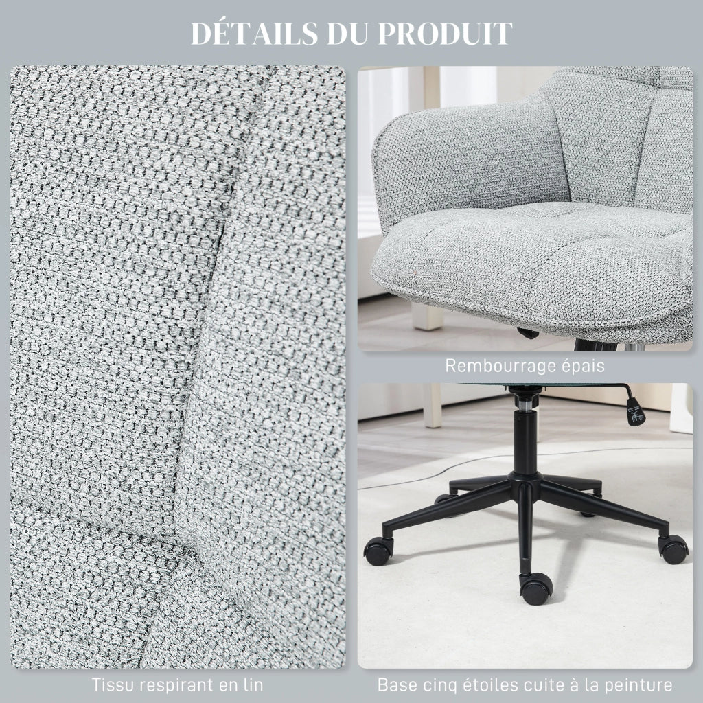 Sedia da ufficio con schienale e seduta imbottite ¨C zephmum ¨C Grigio, Tessuto, Altezza regolabile