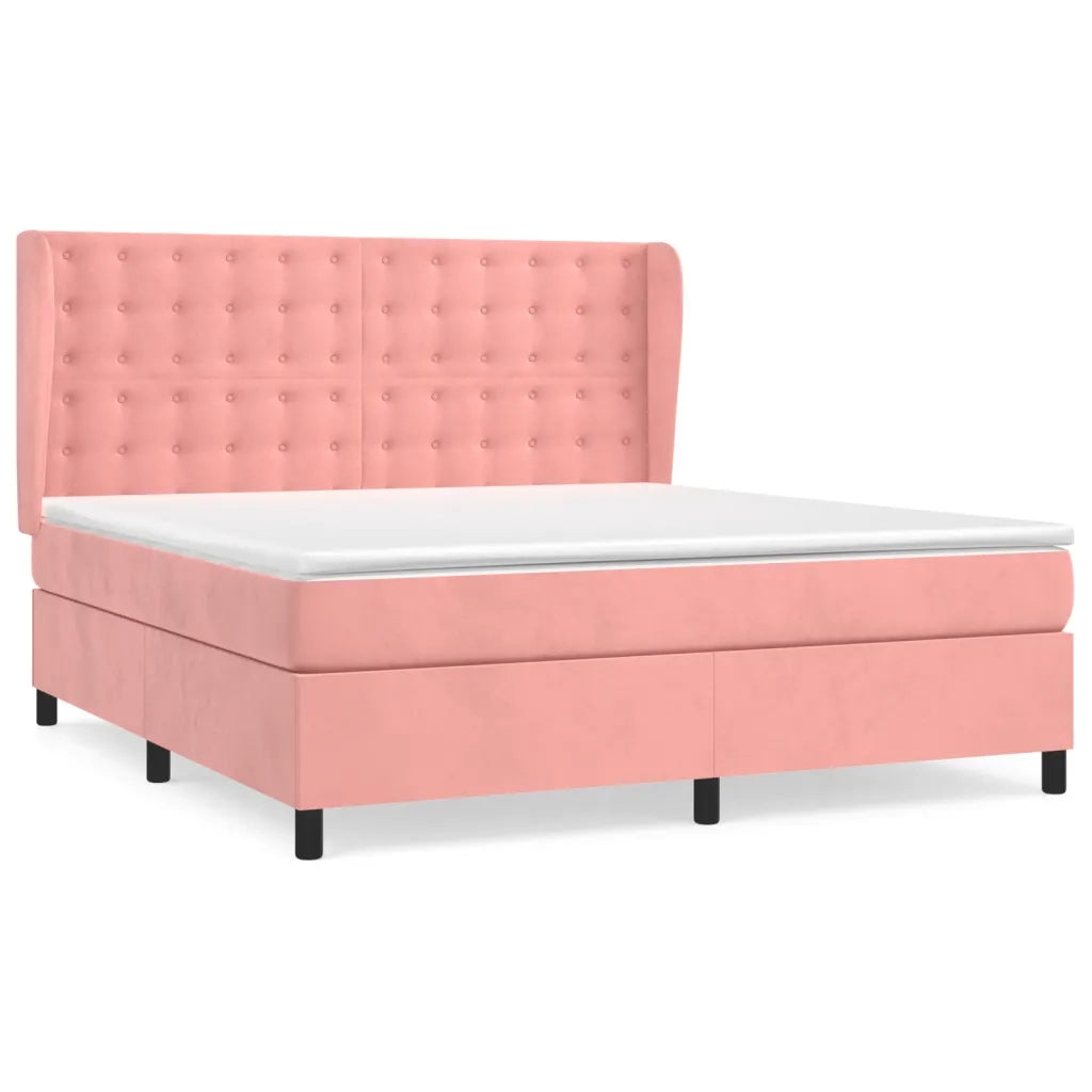 Giroletto a Molle con Materasso Rosa 160x200 cm in Vellutocod mxl 74335