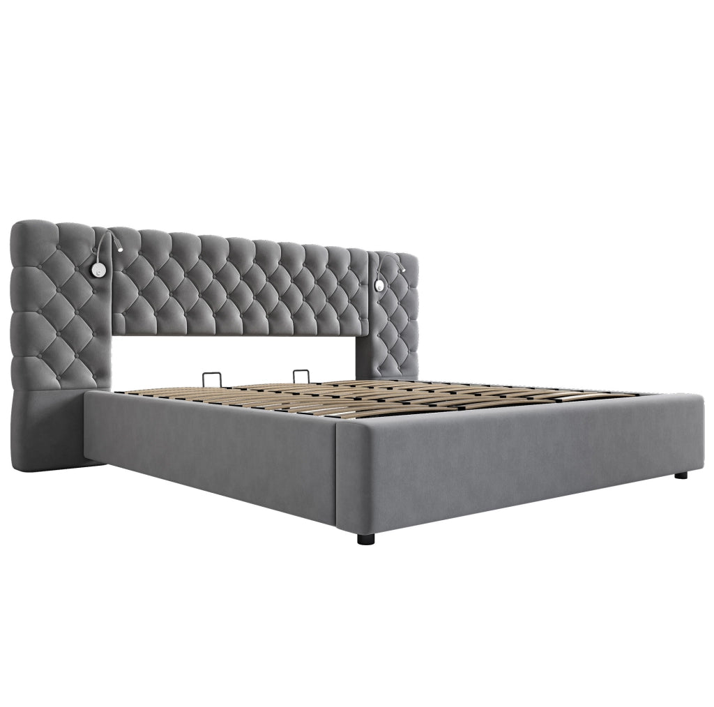Letto matrimoniale 180x200 cm con contenitore e luce lettura