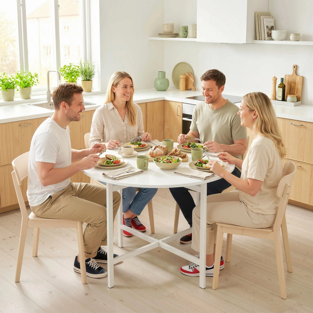 Tavolo da pranzo pieghevole rotondo ¨C zephmum ¨C bianco 80 cm 4 persone