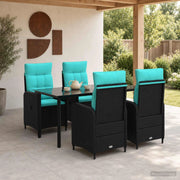 Set da Pranzo per Giardino 5 pz Nero e Turchese 3422488