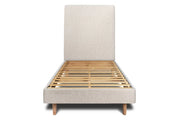Letto 90x200 cm con testata imbottita - tessuto bouclé