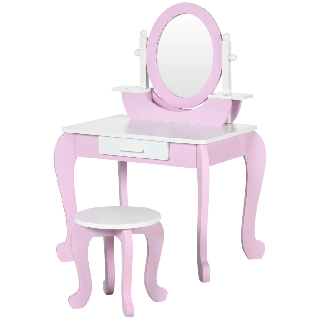 Set trucco bambini con tavolino, specchio e sgabello ¨C zephmum ¨C rosa
