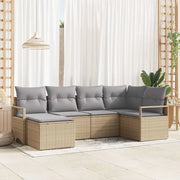 Set di divani con cuscino 6 pcs Beige polyrattan