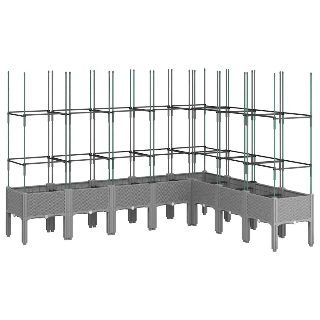 Fioriera Giardino con Traliccio-Vaso da Esterno-Contenitore per Piante Grigio 200x160x142,5 cm PP